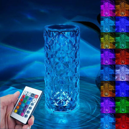 Crystal Rose Diamond Table Lamp with Remote Control RGB 16 Color